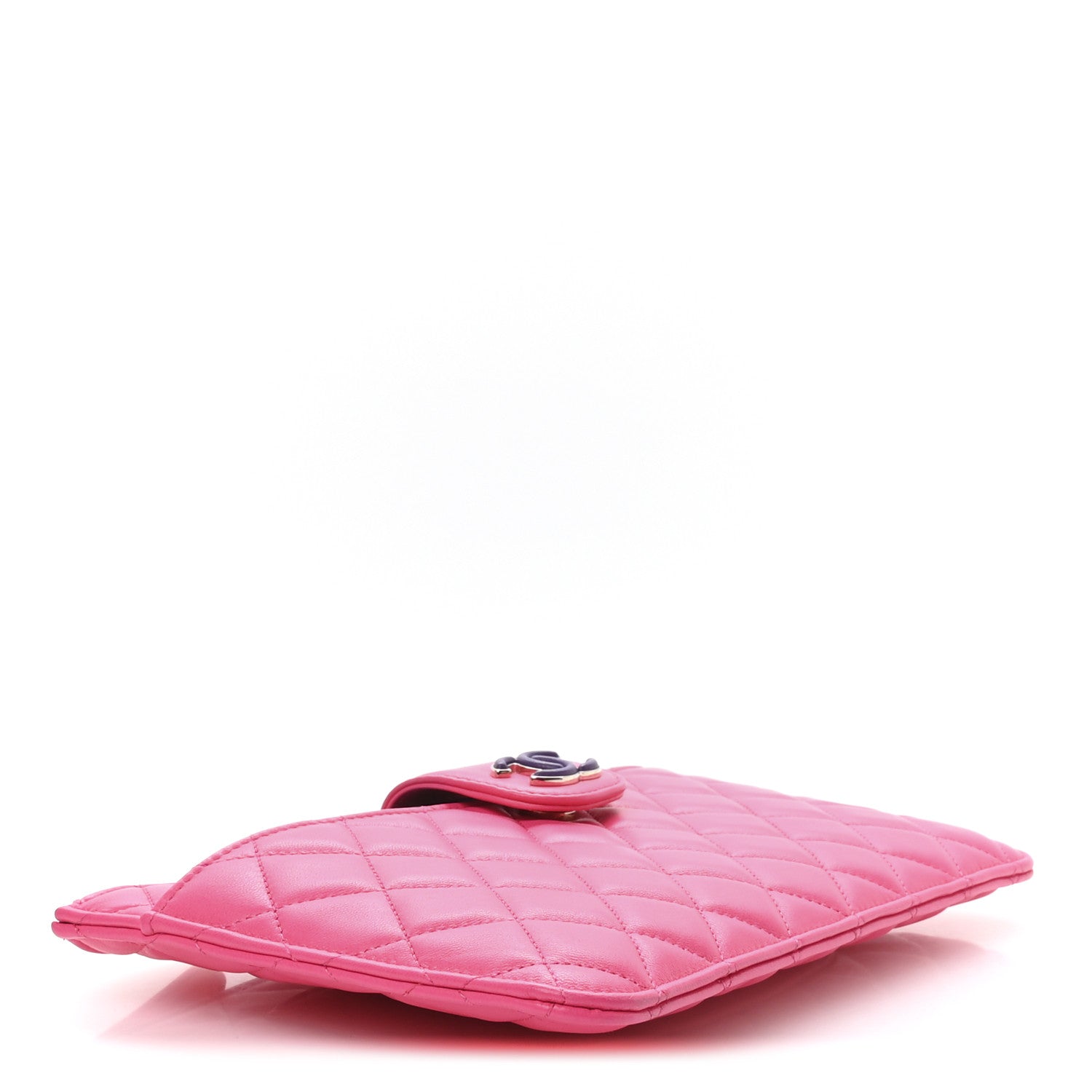 Chanel Lambskin Quilted Sunset Boulevard Pouch Case Pink Purple 5 of 10