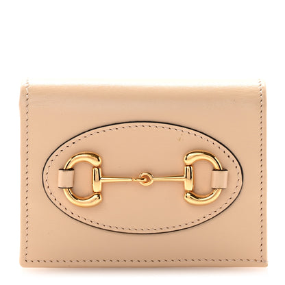Gucci Boarded Plutone Calfskin Horsebit 1955 Card Case Wallet Bubble Tea 1 of 10