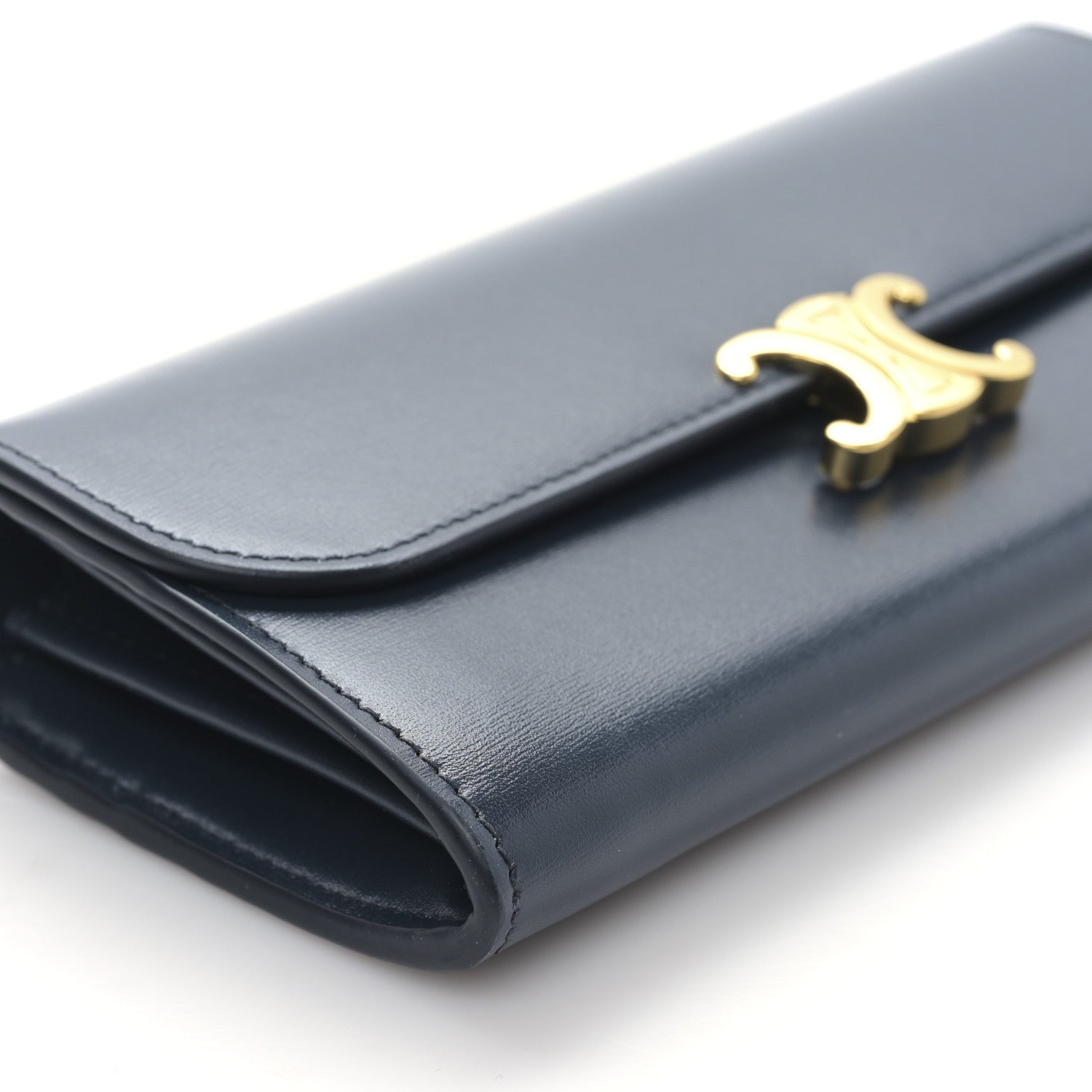 Celine Shiny Calfskin Long Triomphe Wallet Navy 8 of 10