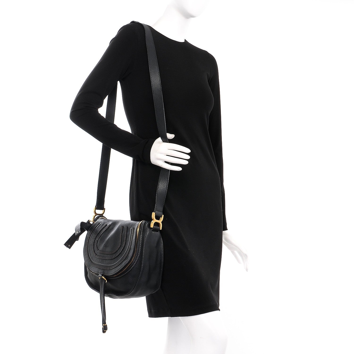 Chloe Calfskin Medium Marcie Round Crossbody Bag Black 2 of 7