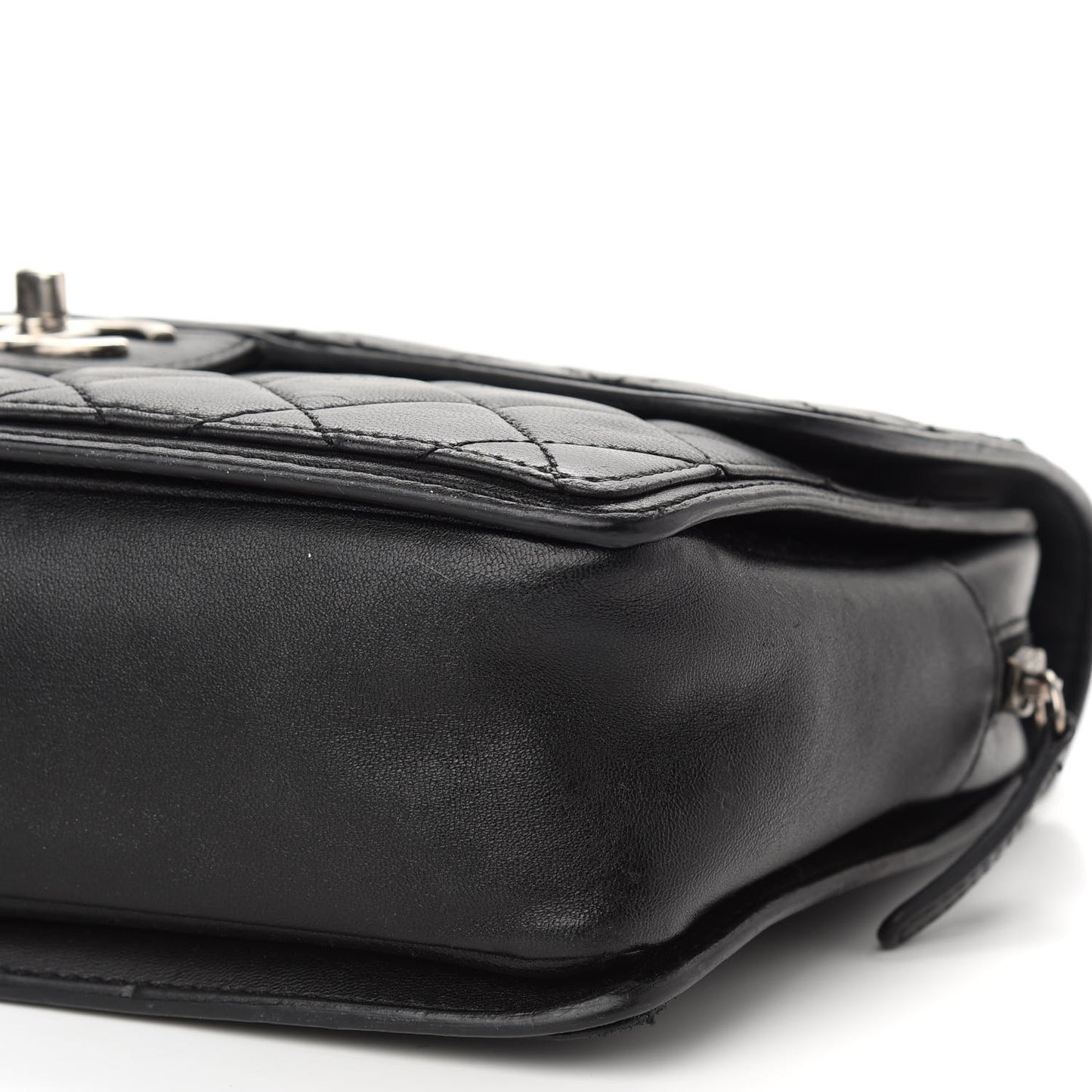 Lambskin Quilted Citizen Zip Large Flap Black