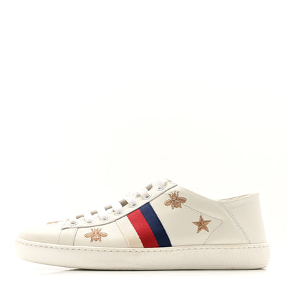 Gucci Calfskin Bee Star Embroidered Sylvie Web Ace Sneakers 38 White 1 of 13