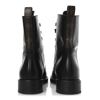 Louis Vuitton Calfskin Monogram Metropolis Flat Ranger Boots 37.5 Black 6 of 13