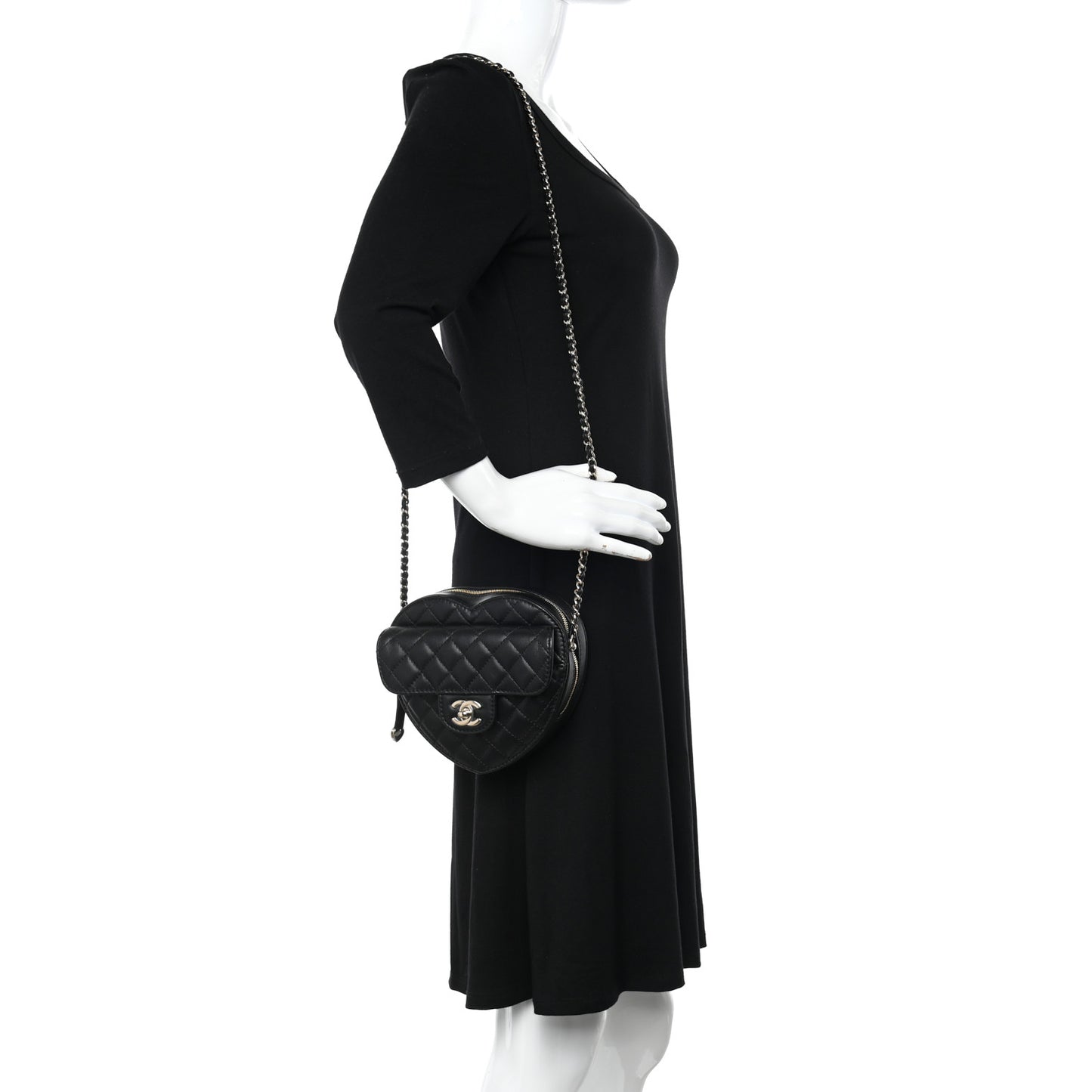 Lambskin Quilted CC In Love Heart Bag Black