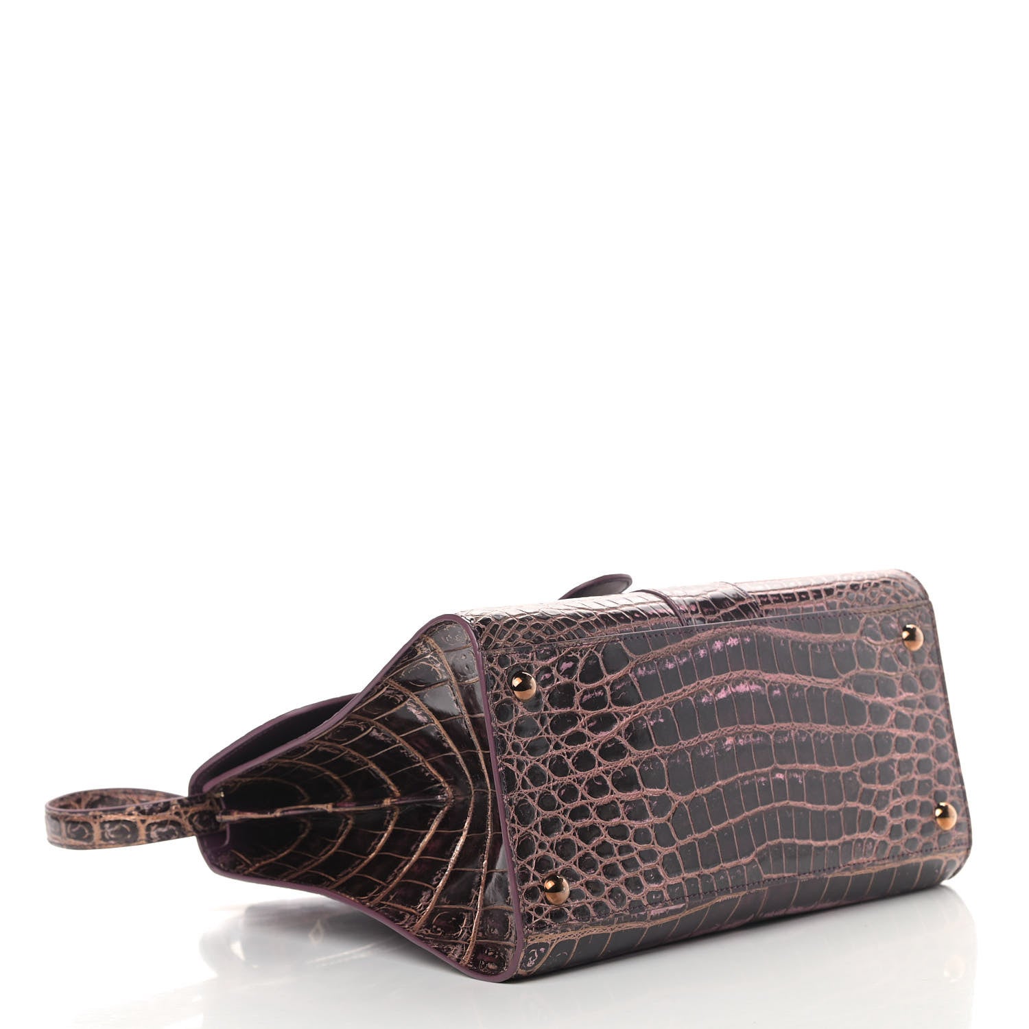 Delvaux Metallic Crocodile MM Brillant Satchel Plum Lavender 4 of 10