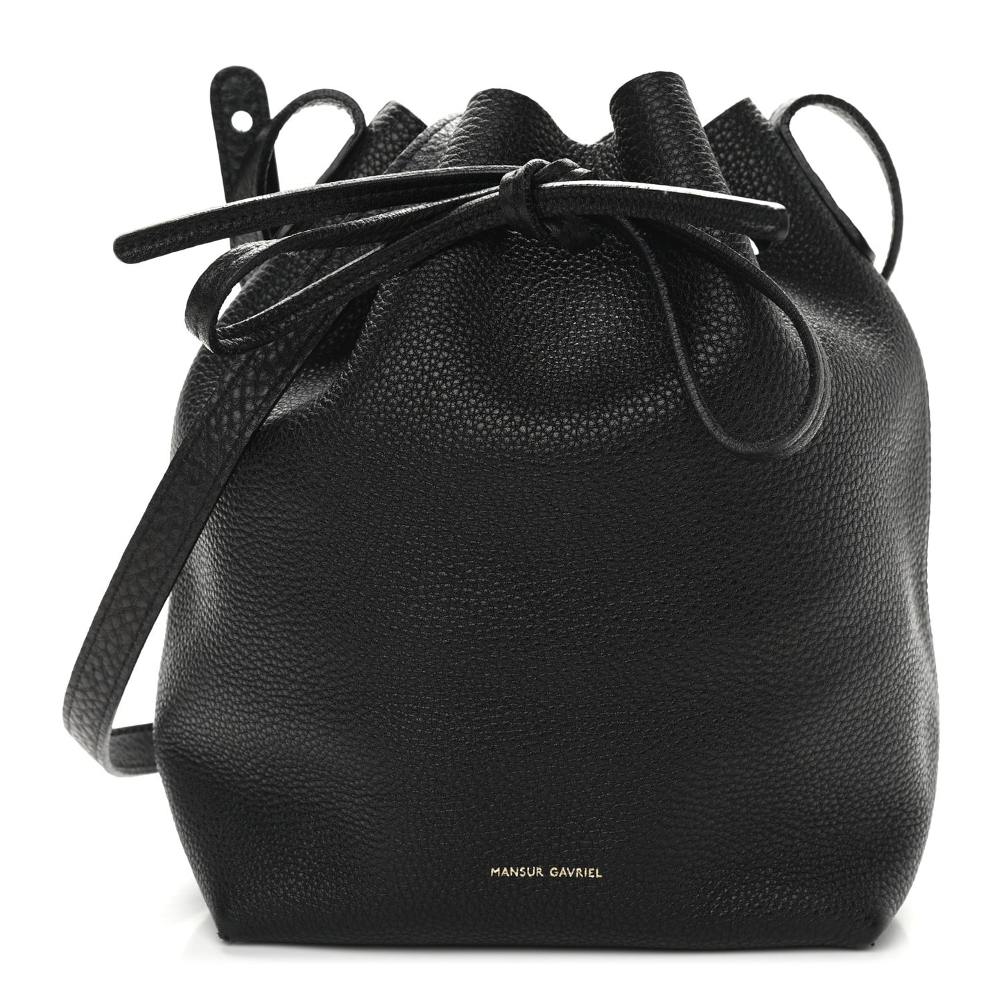 Tumbled Calfskin Mini Bucket Bag Black