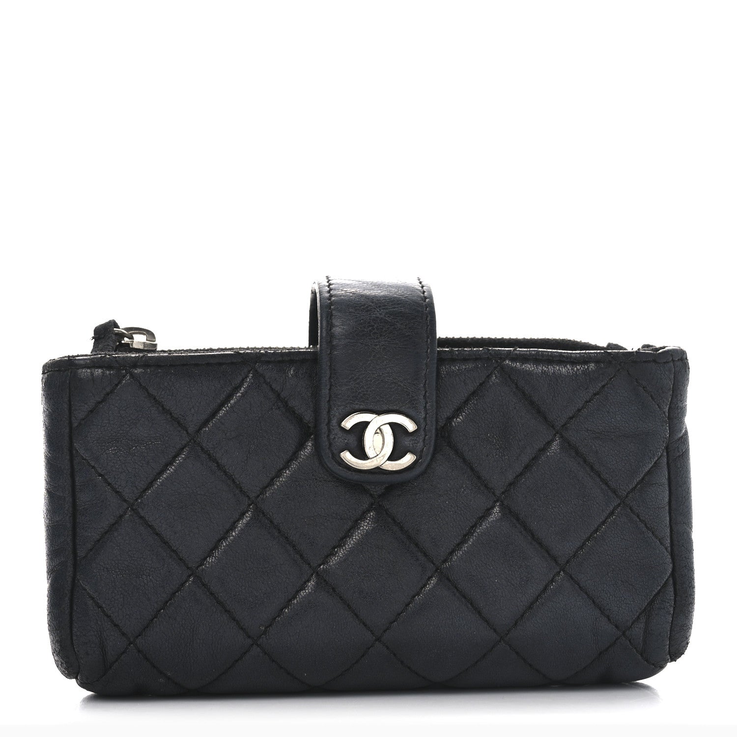 Chanel Lambskin Quilted Mini Phone Holder Clutch Black 7 of 10