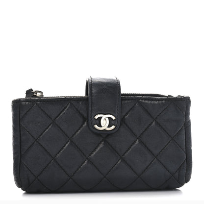 Chanel Lambskin Quilted Mini Phone Holder Clutch Black 7 of 10