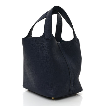 Hermes Taurillon Clemence Picotin Lock 18 PM Bleu Nuit 4 of 9