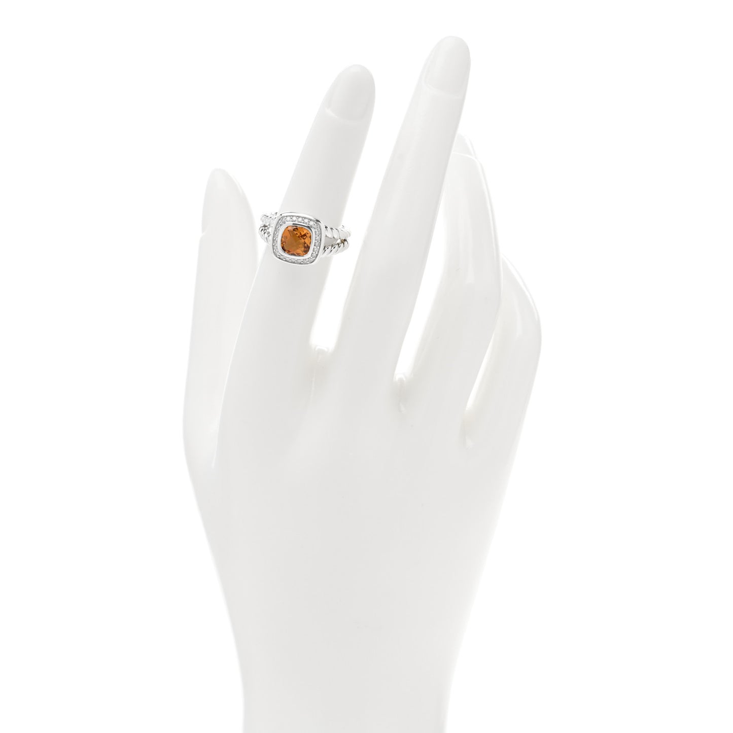 Sterling Silver Diamond Citrine 7mm Petite Albion Ring 49 5