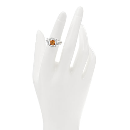 David Yurman Sterling Silver Diamond Citrine 7mm Petite Albion Ring 49 5 2 of 4