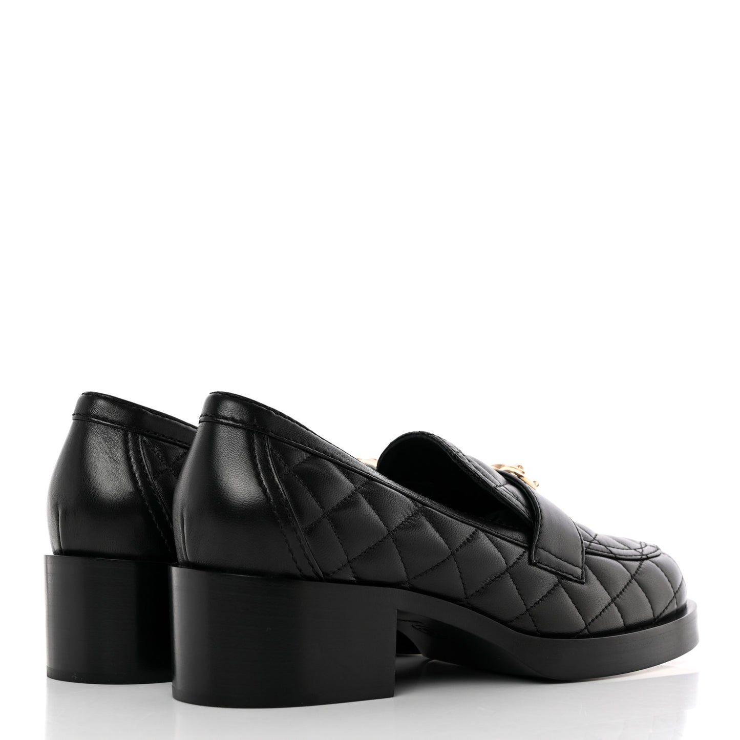 Lambskin Quilted CC Heart Loafers 38 Black