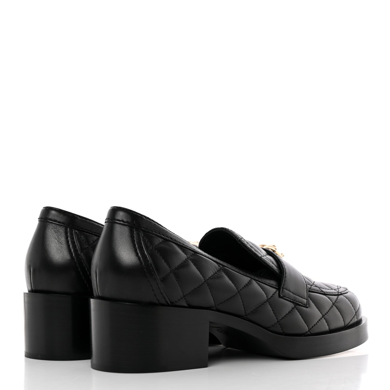 Chanel Lambskin Quilted CC Heart Loafers 38 Black 4 of 14