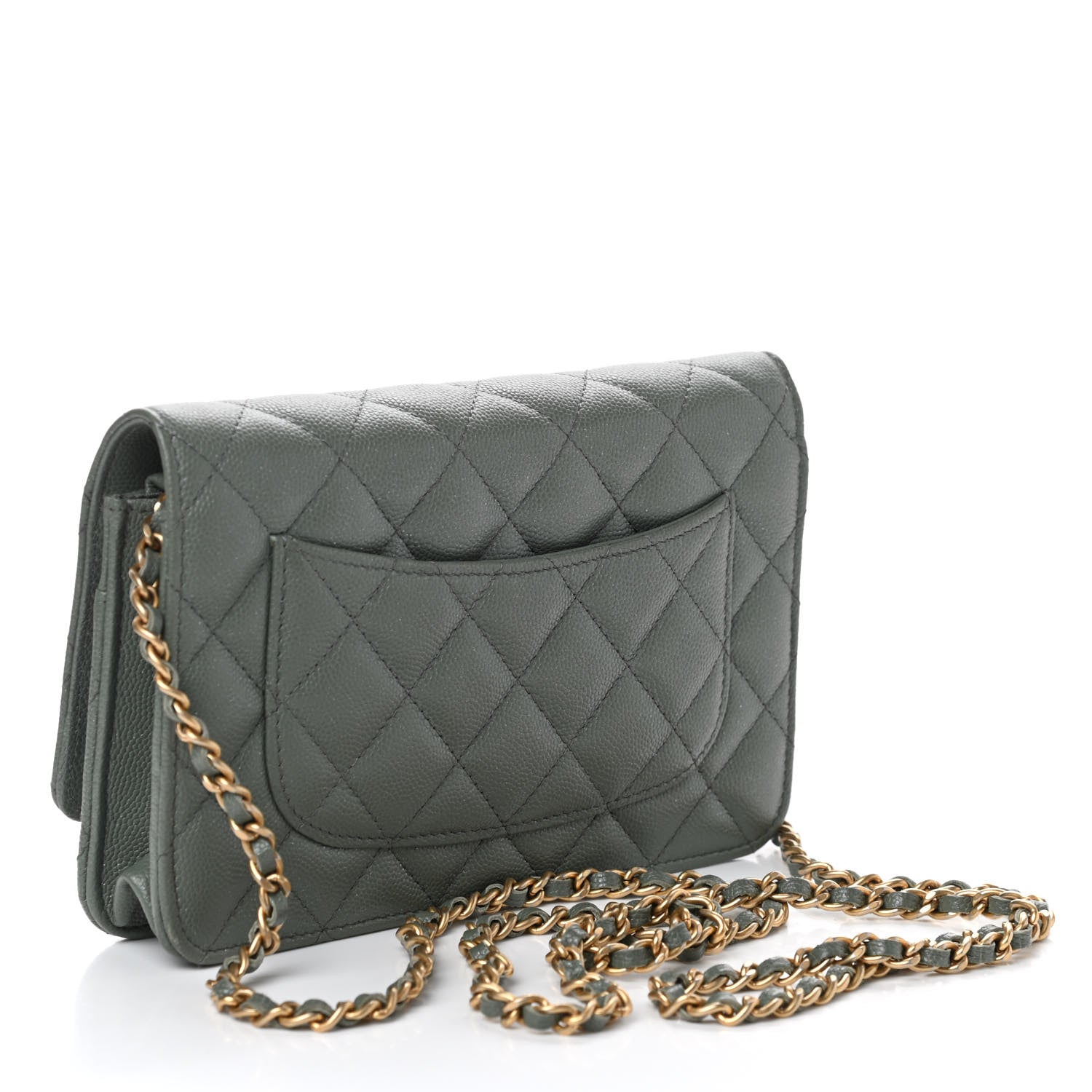 Chanel Iridescent Caviar Quilted Wallet On Chain WOC Green 3 of 11