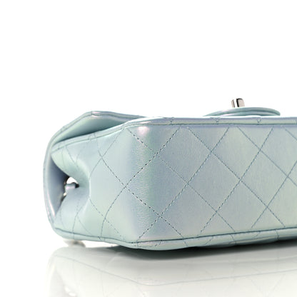Chanel Iridescent Calfskin Quilted Mini Rectangular Flap Light Blue 8 of 11
