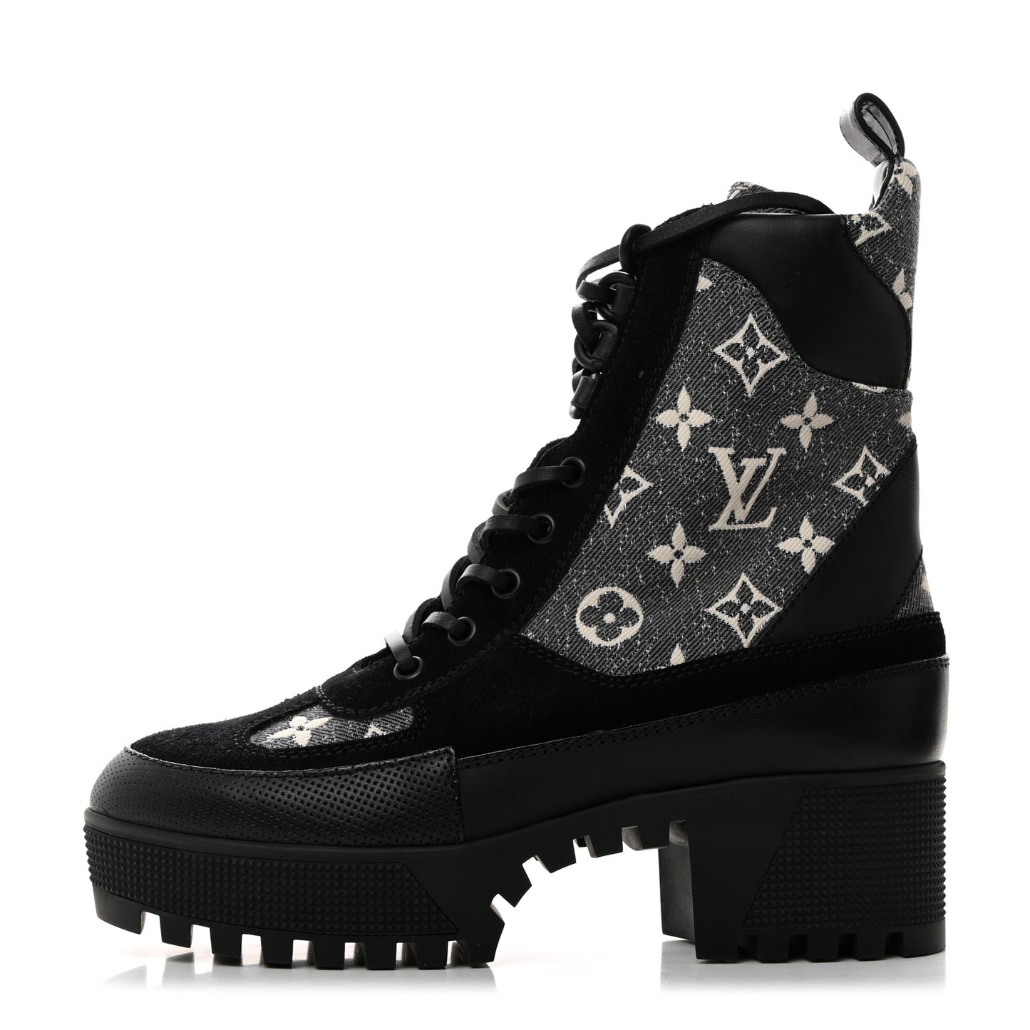 Calfskin Monogram Denim Laureate Platform Desert Boots 37 Grey