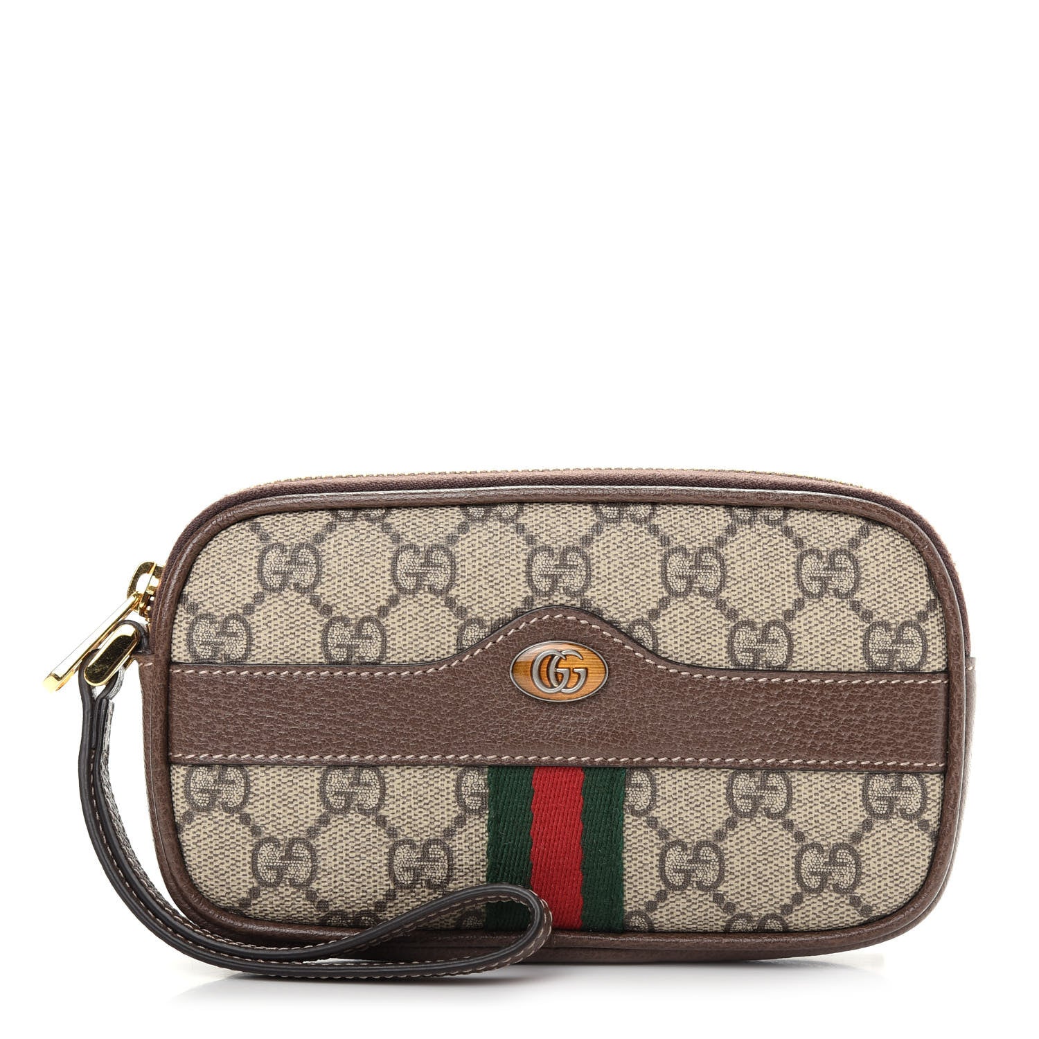 Gucci GG Supreme Monogram Ophidia Phone Case Wristlet Brown 1 of 8
