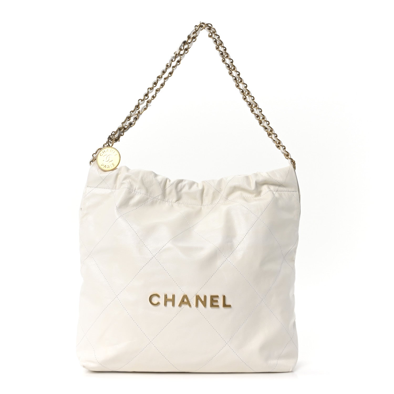 Chanel Shiny Calfskin Quilted Small Chanel 22 White 1 of 11