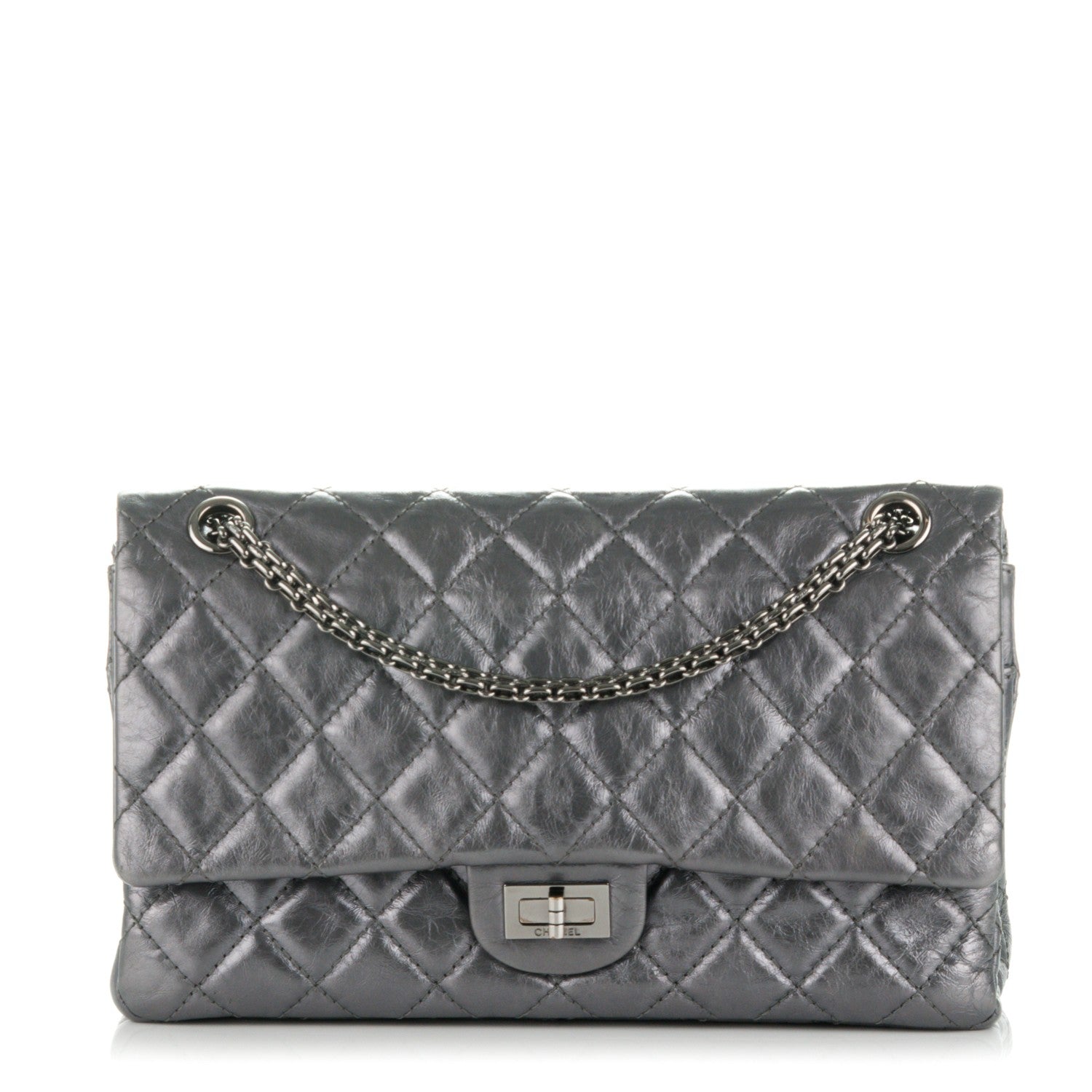 Chanel Metallic Aged Calfskin Quilted 2.55 Reissue 226 Flap Dark Silver 1 of 9