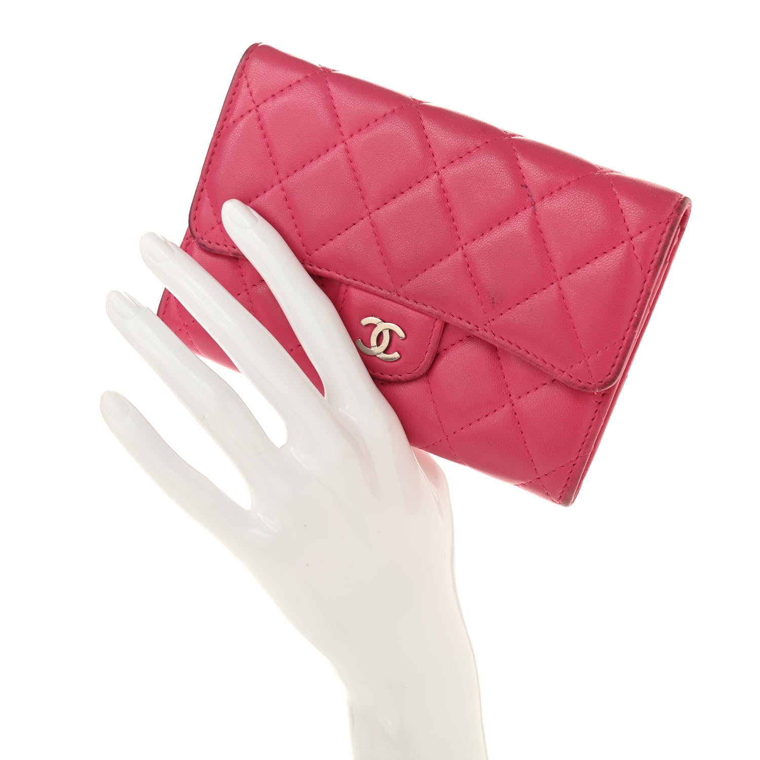 Chanel Lambskin Quilted Small Flap Wallet Pink 2 of 18