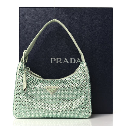 Prada Satin Crystal Mini Re-Edition 2000 Bag Acqua 10 of 10