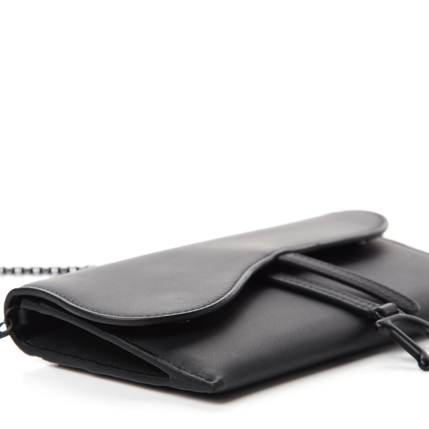 Christian Dior Ultra Matte Calfskin Saddle Chain Wallet Pouch Black 7 of 12