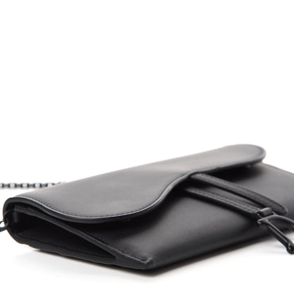 Christian Dior Ultra Matte Calfskin Saddle Chain Wallet Pouch Black 7 of 12