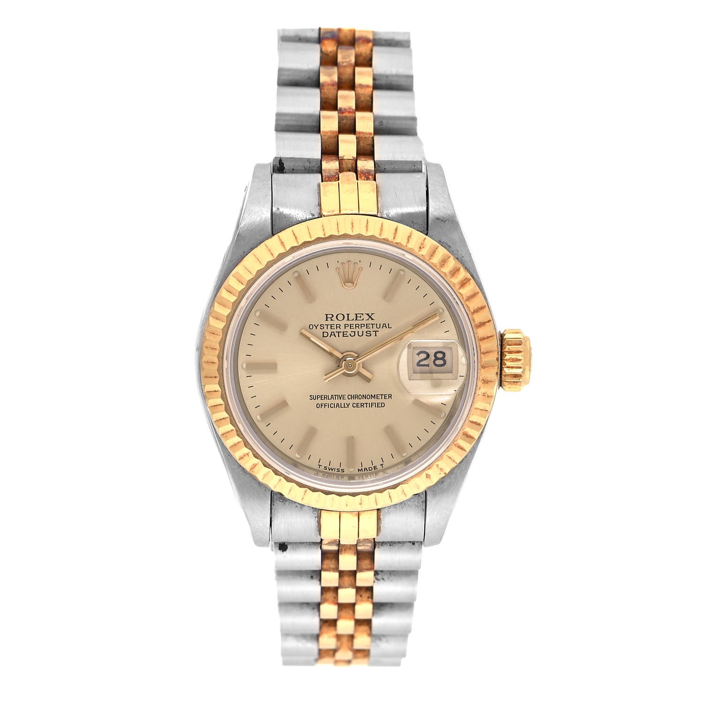 Stainless Steel 18K Yellow Gold 26mm Oyster Perpetual Datejust Watch Champagne 69173