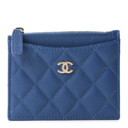 Chanel Caviar Quilted CC Zip Card Holder Blue 1 of 8