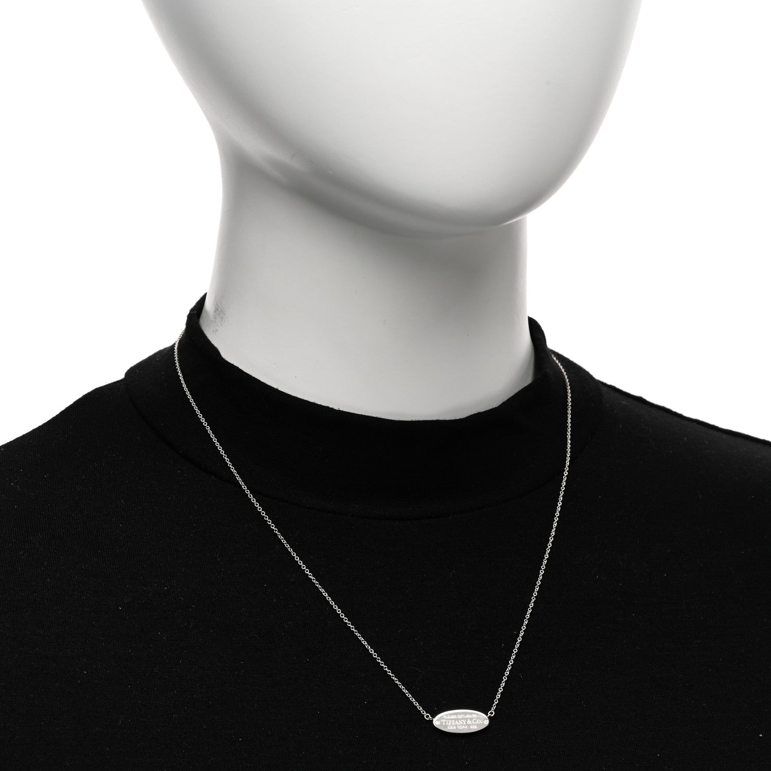 Tiffany Sterling Silver Diamond Return to Tiffany ID Oval Pendant Necklace 2 of 4