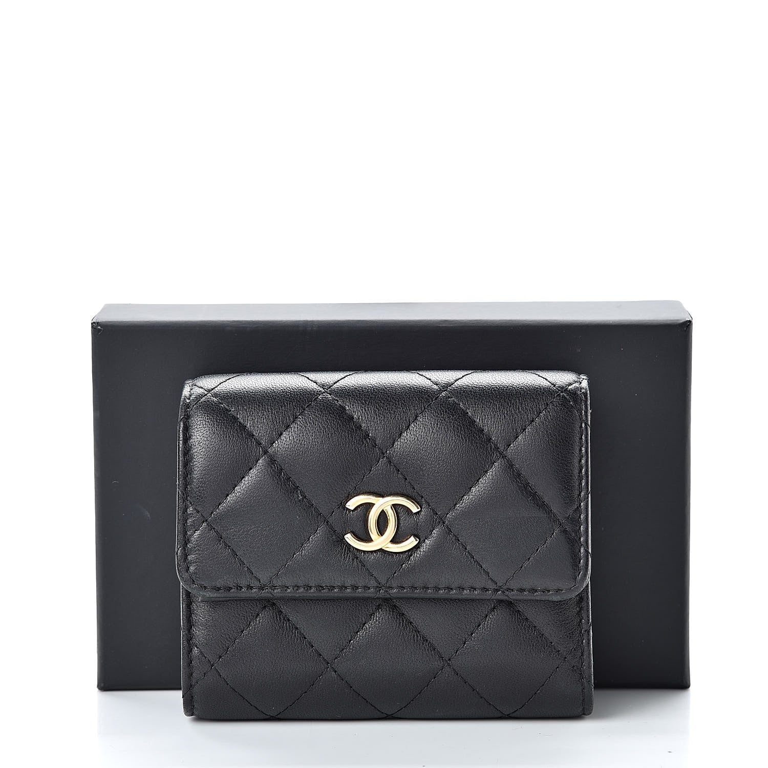 Chanel Lambskin Quilted Small Compact Wallet Black 11 of 11