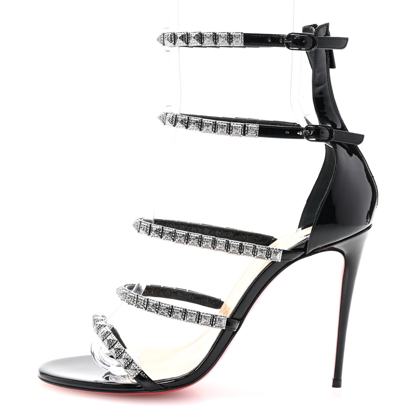 Patent Forever Girl 100 Studded Sandals 38 Black