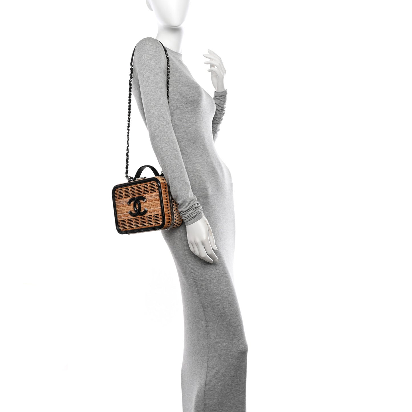 Raffia Patent Medium CC Filigree Vanity Case Black