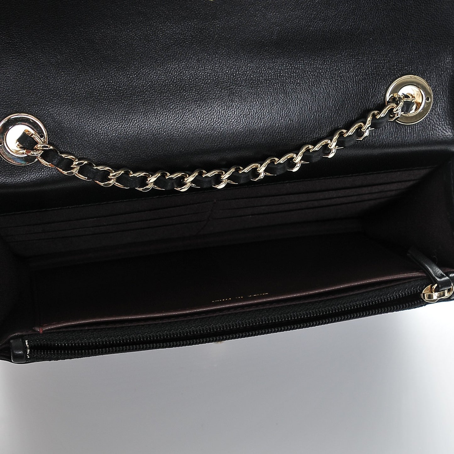 Lambskin Quilted Trendy CC Wallet On Chain WOC Black