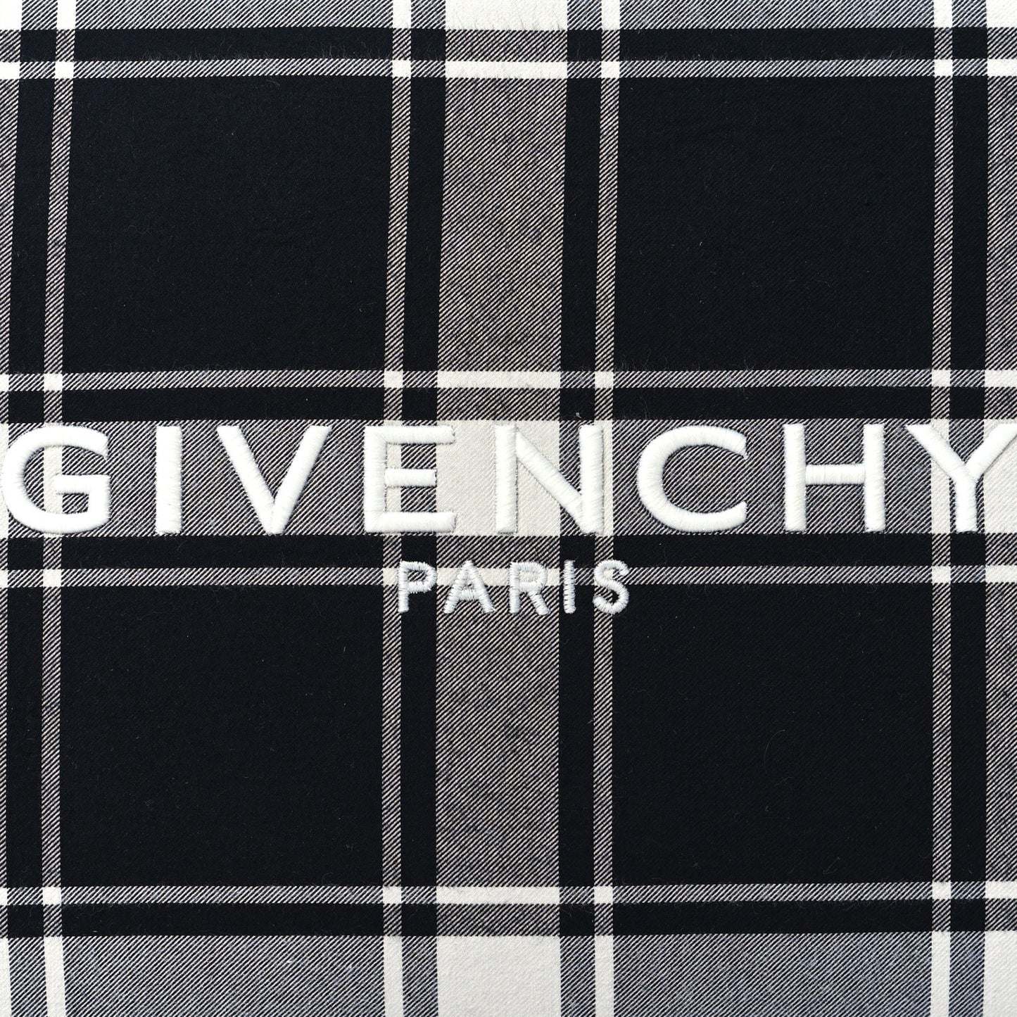 Canvas Logo Plaid Pouch Black White