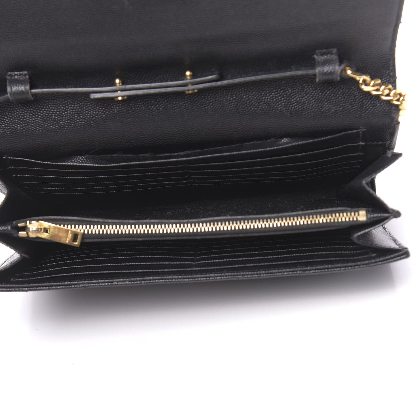 Grain De Poudre Matelasse Chevron Monogram Chain Wallet Black