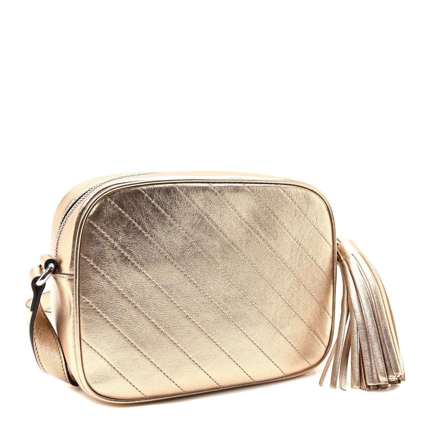Gucci Metallic Sakai Be Green Calfskin Diagonal Stitched Small Blondie Shoulder Bag Golden Beige 3 of 10