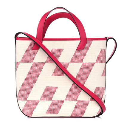 Hermes Swift Toile H Cabas H En Biais 27 Ecru Framboise 1 of 12