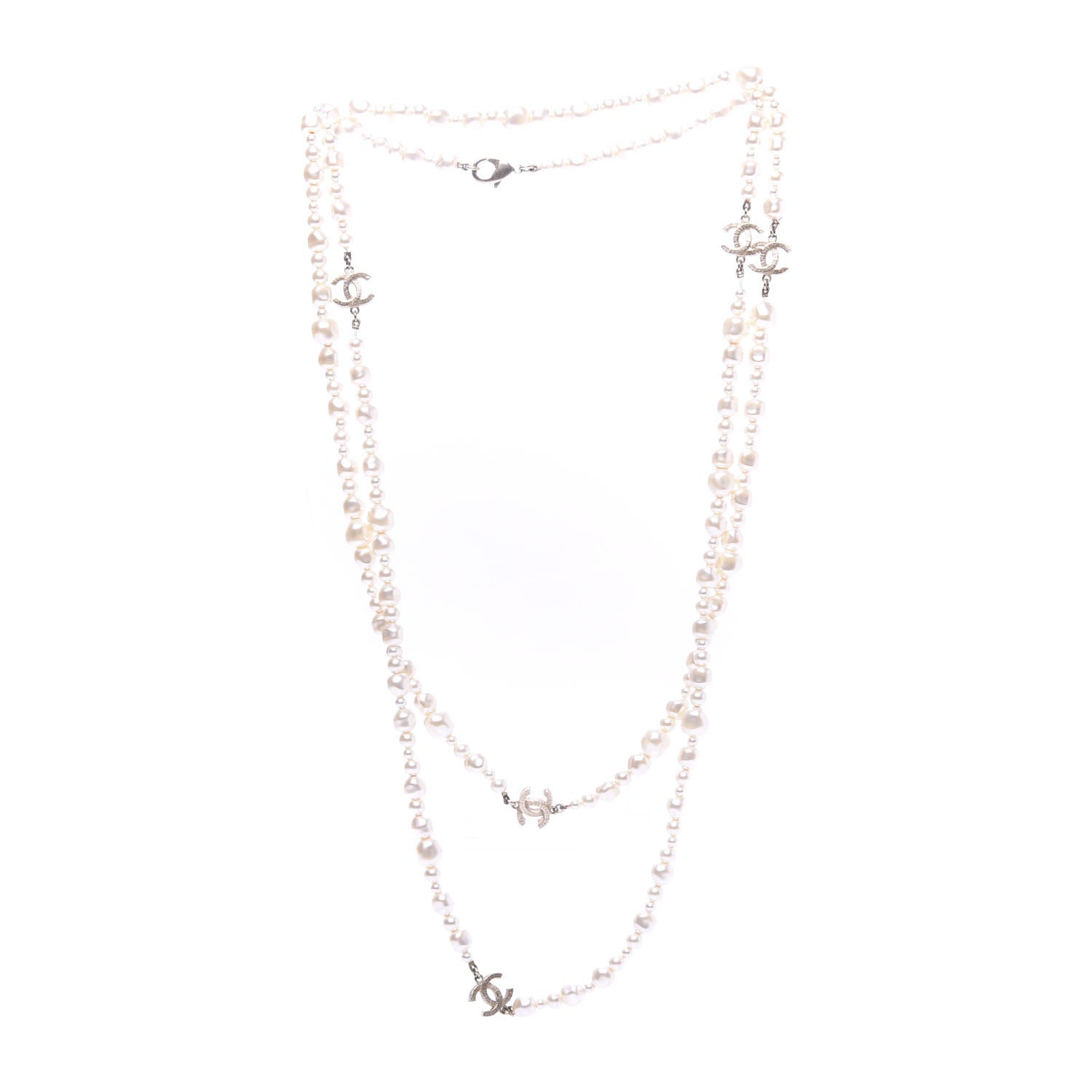 Chanel Irregular Pearl CC Long Necklace Light Gold 3 of 6