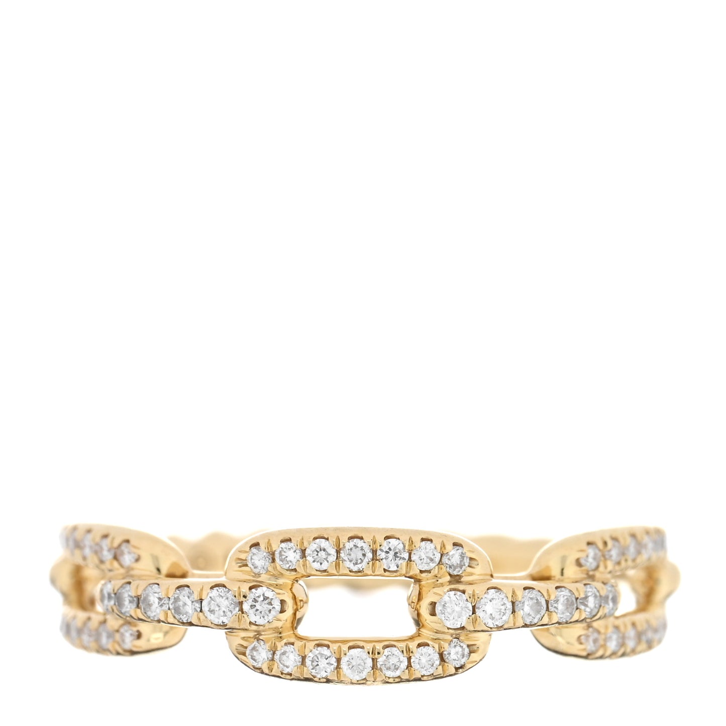 18K Yellow Gold Diamond 4.5mm Stax Single Row Chain Link Ring 50 5.5