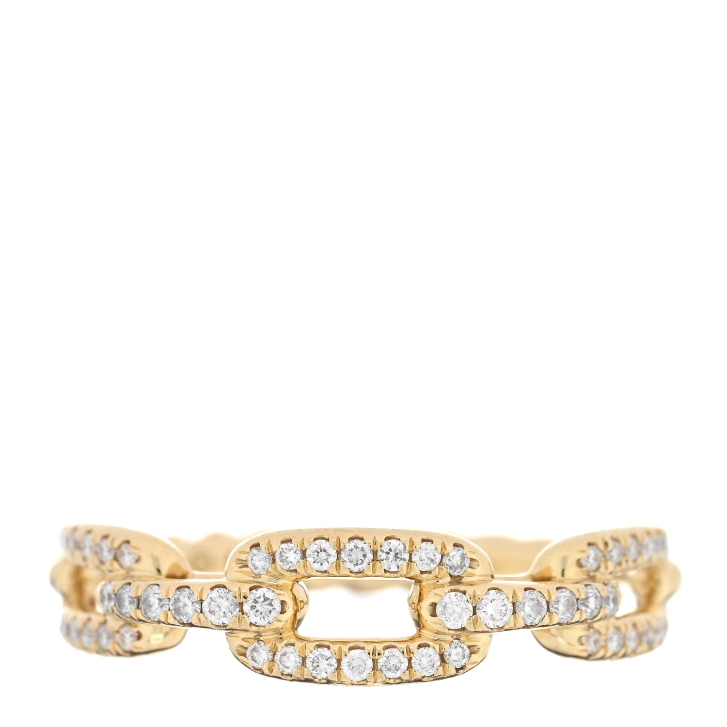 David Yurman 18K Yellow Gold Diamond 4.5mm Stax Single Row Chain Link Ring 50 5.5 1 of 5