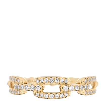 David Yurman 18K Yellow Gold Diamond 4.5mm Stax Single Row Chain Link Ring 50 5.5 1 of 5