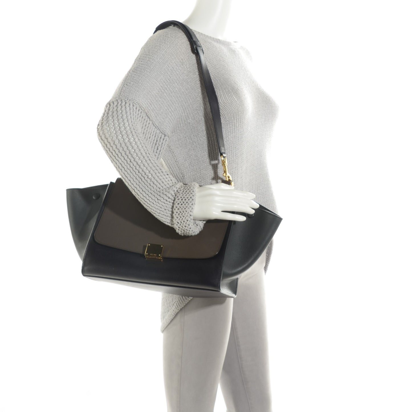 Smooth Calfskin Medium Tri-Color Trapeze Anthracite