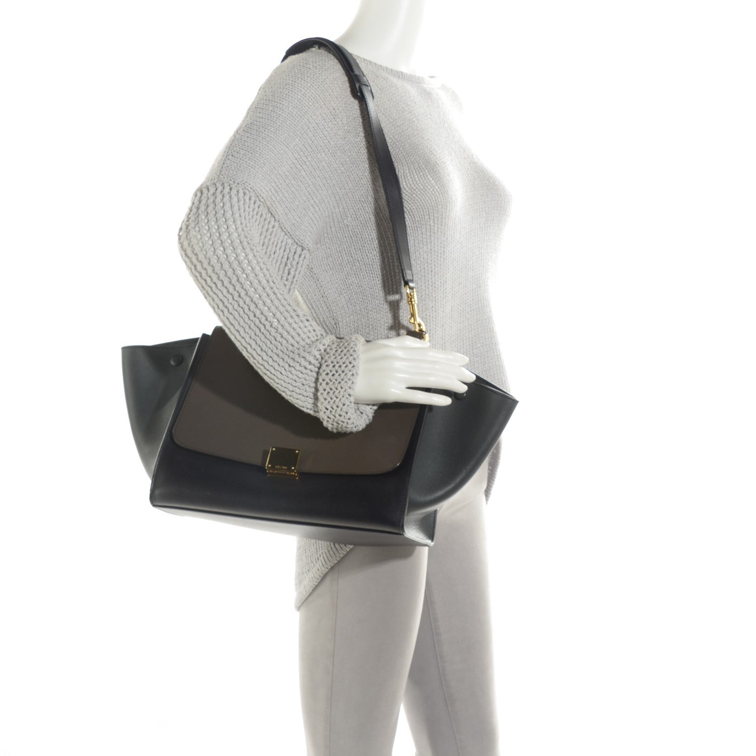 Celine Smooth Calfskin Medium Tri-Color Trapeze Anthracite 2 of 7