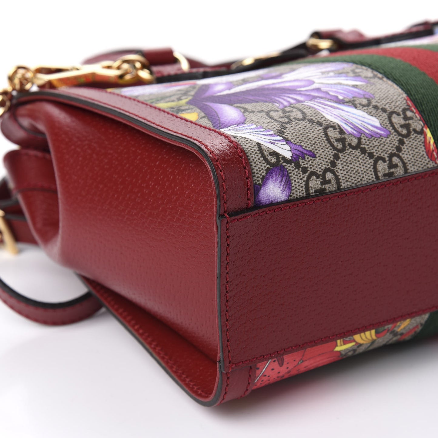 GG Supreme Monogram Flora Web Small Ophidia Tote Bag Red