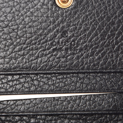 Gucci Pebbled Calfskin Butterfly Card Case Black 6 of 8