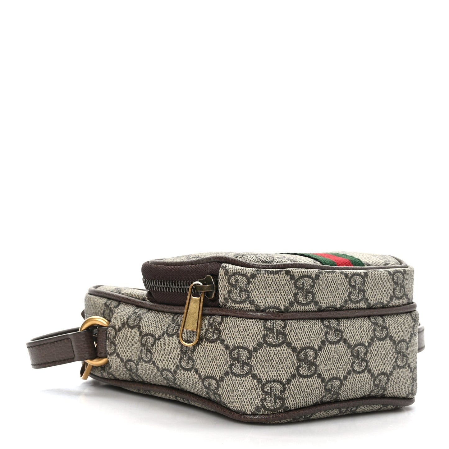 GG Supreme Monogram Web Mini Ophidia Double Zip Messenger Bag Beige New Acero