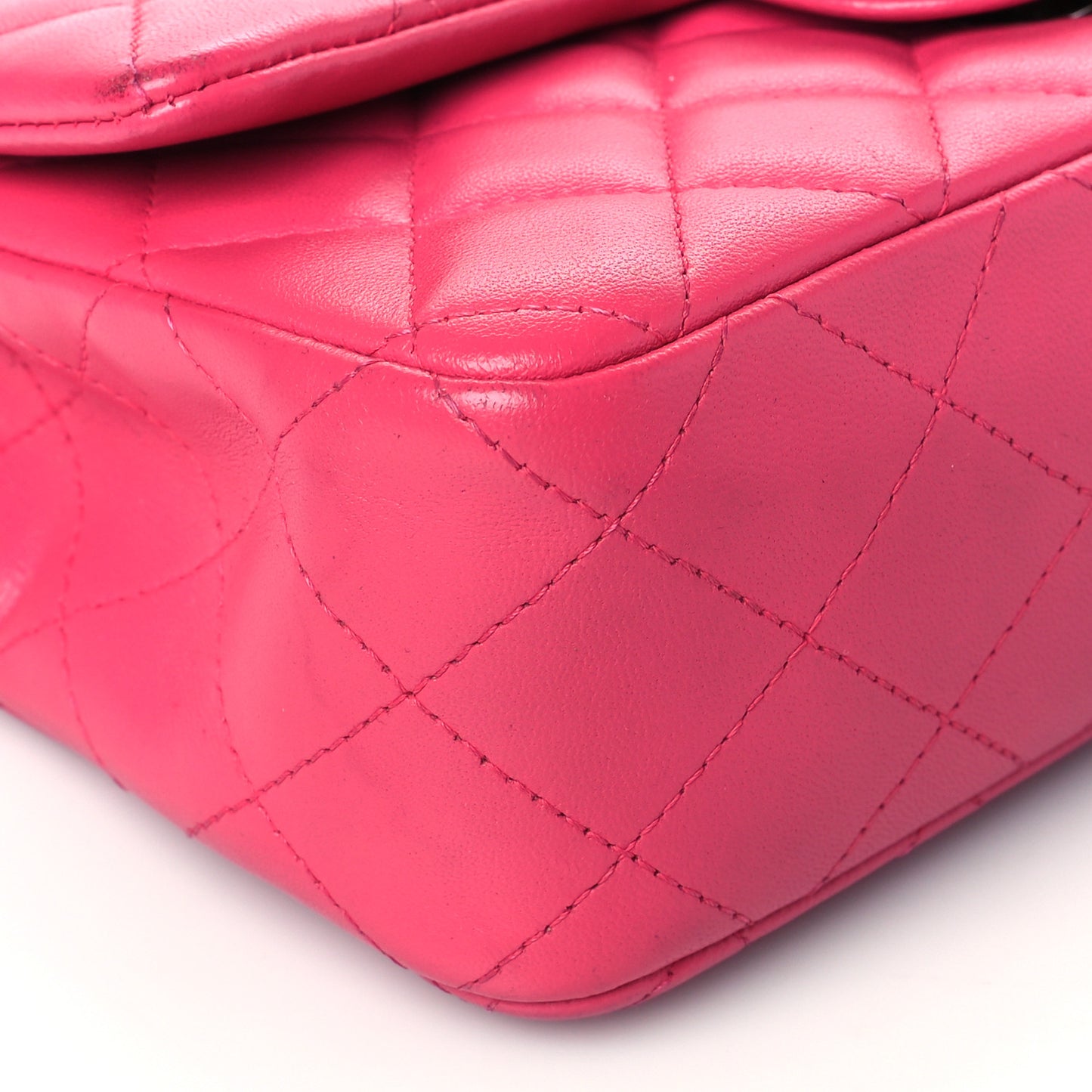 Lambskin Quilted Mini Rectangular Flap Pink