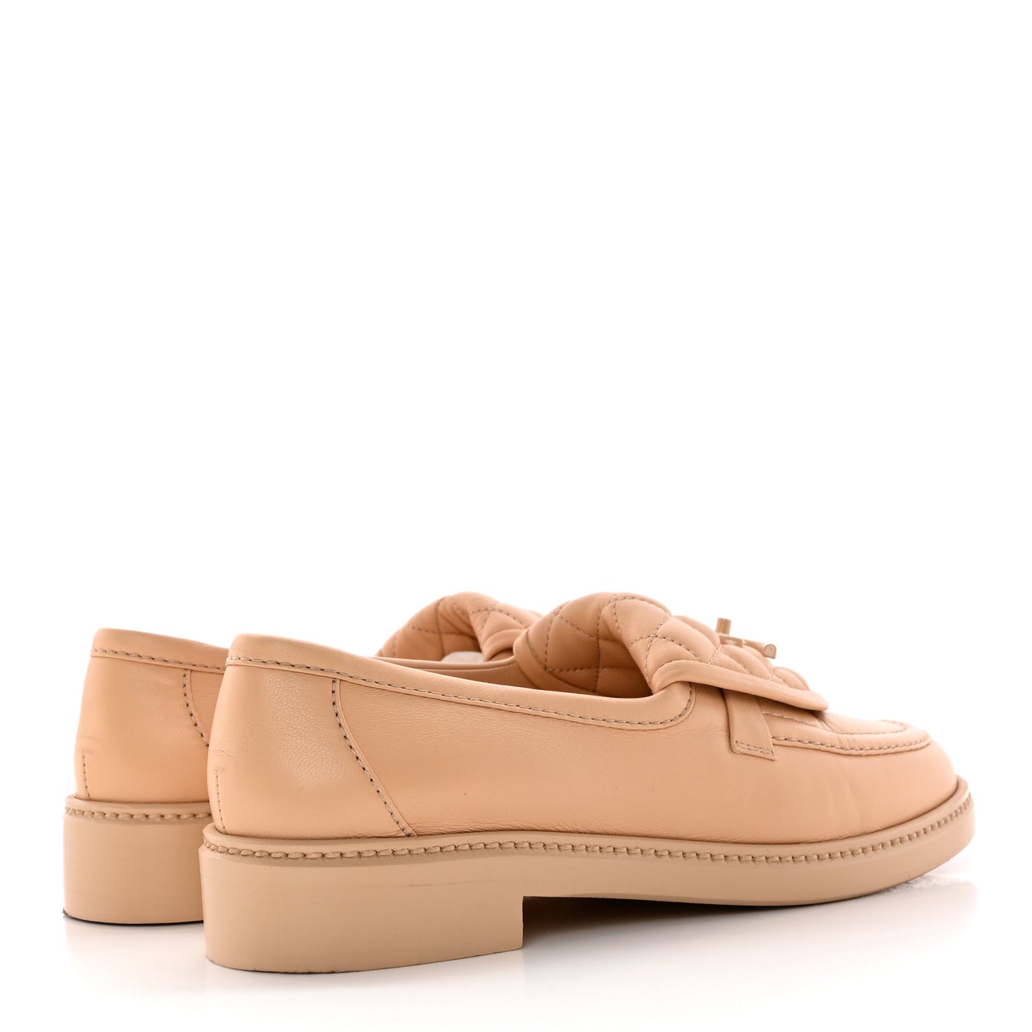 Lambskin Quilted CC Turnlock Moccasins 38.5 Beige