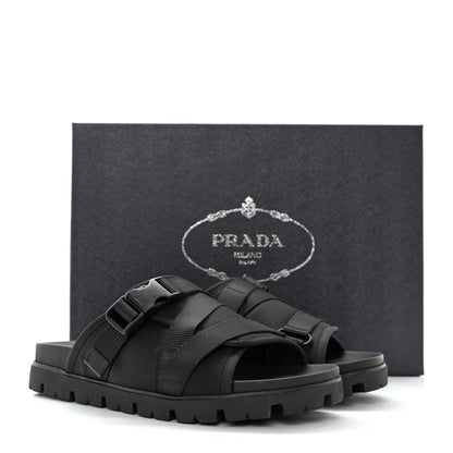 Prada Nylon Logo Slide Sandals 8 Black 10 of 10